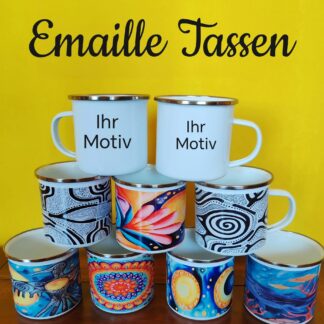 Personalisierte Emaille-Tasse mit eigenem Motiv 300 ml